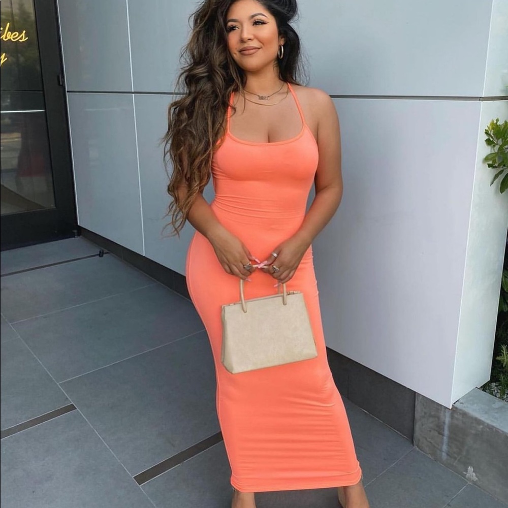 Orange Criss Cross Maxi Dress